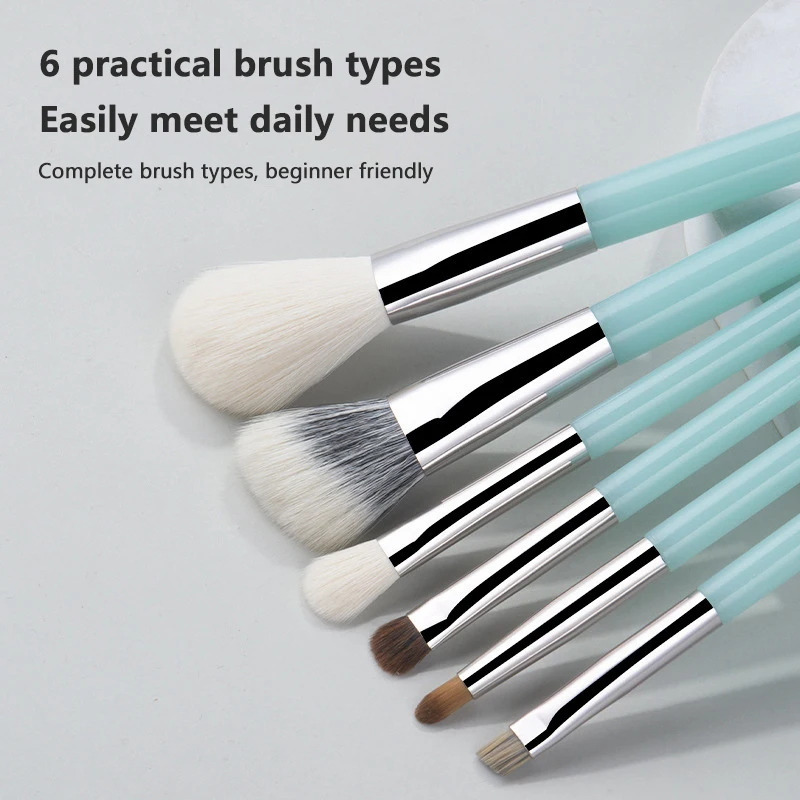 Mini 6pcs Makeup Brush Set With Storage Bucket Makeup Tool Soft Powder Brush Eye Shadow Lip Portable Halo Dye Brush Travel