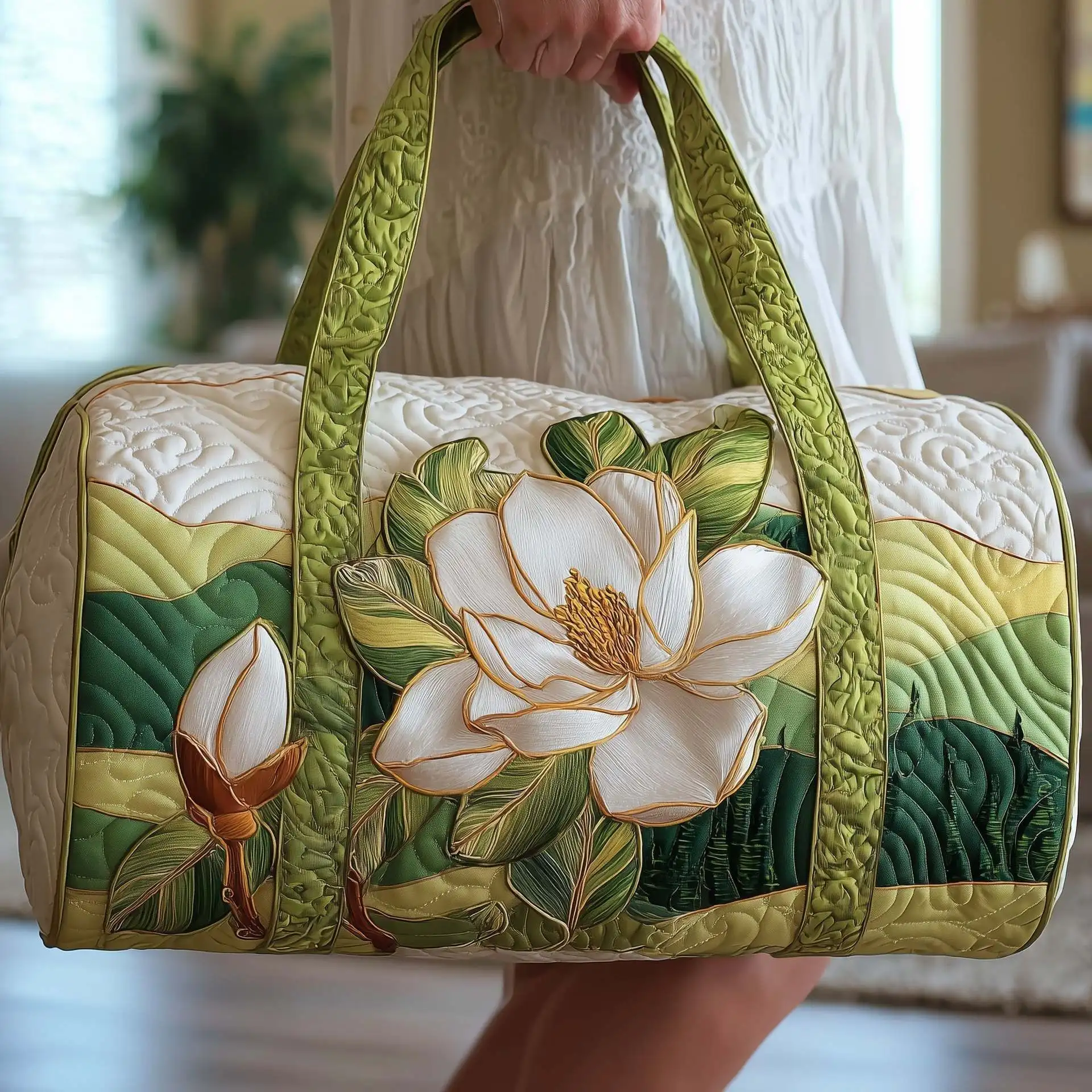 

New Quilted Cotton Quilted Travel Bag Hippie Vibe 3D Design Printed Yoga Bag Boho Style Frog Pattern Overnight Bags Gym Workout