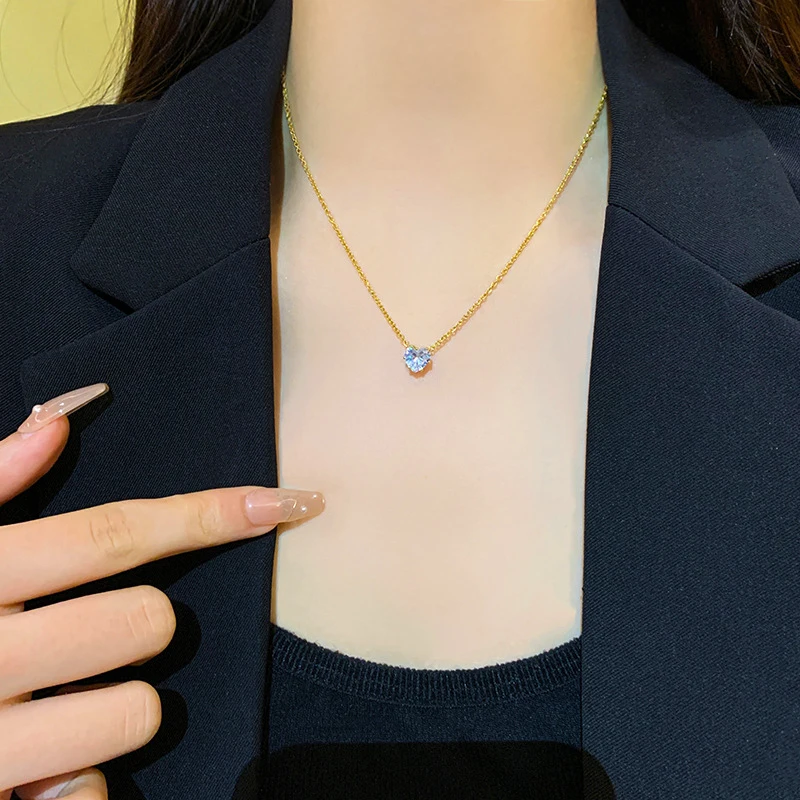New Fashion Trendy Zircon Love Pendant Necklace for Women Light Luxury Temperament Clavicle Chain Girls Prom Anniversary Gift