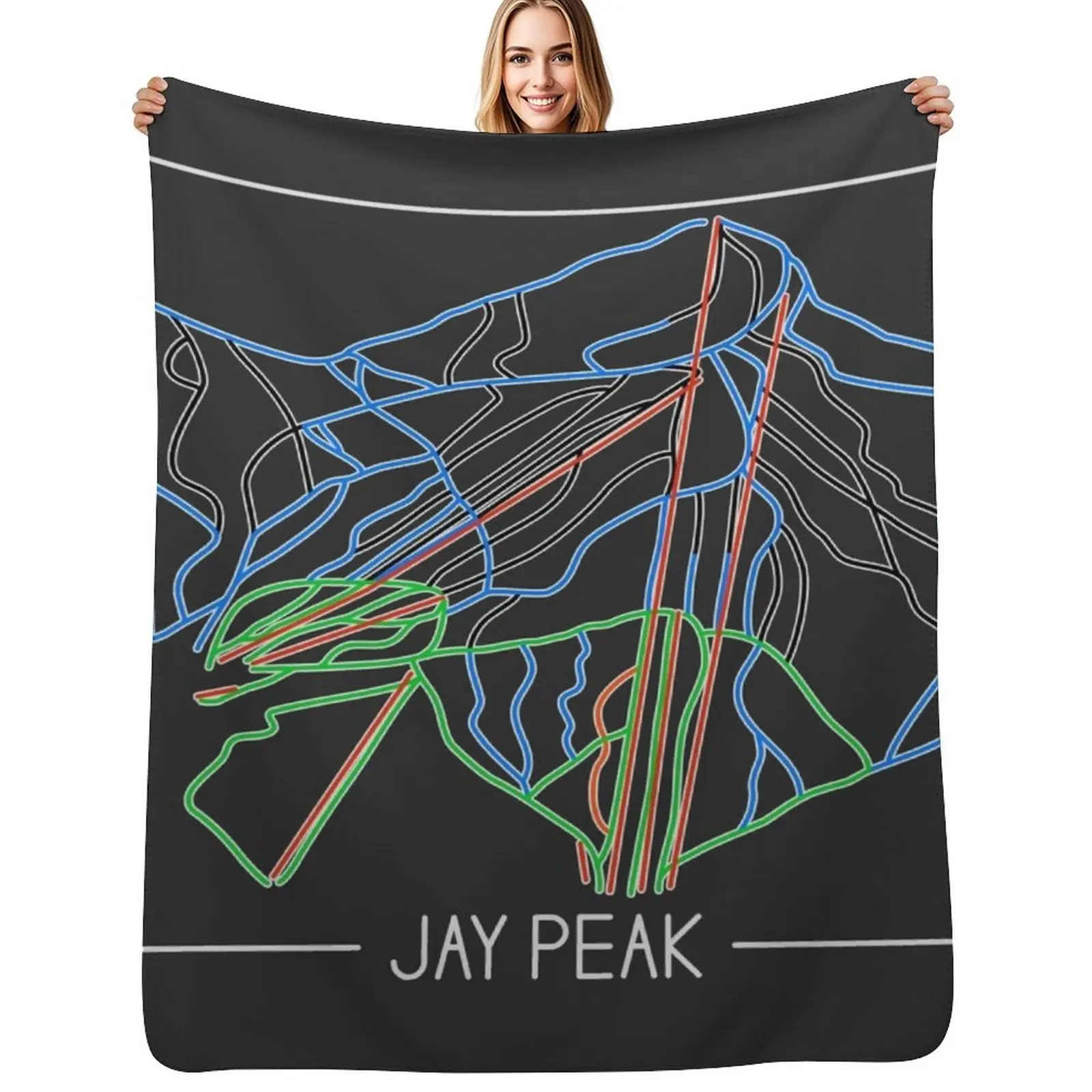 Jay Peak Trail Rating Trail Map Throw Blanket Camping Flannel Picnic Decorative Sofa Flannels Nap Blankets