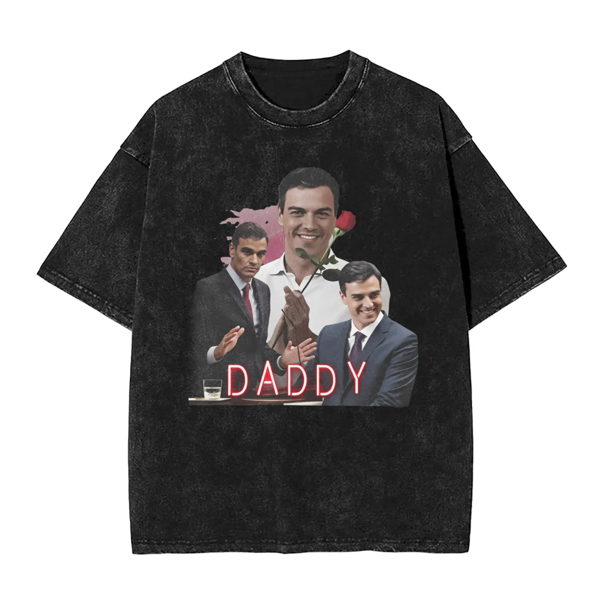 

Oversized Washed T Shirt Pedro Sanchez Spain PSOE Cotton T Shirts Hipster Tshirt for Male Summer Y2K Fun Casual Top Tees