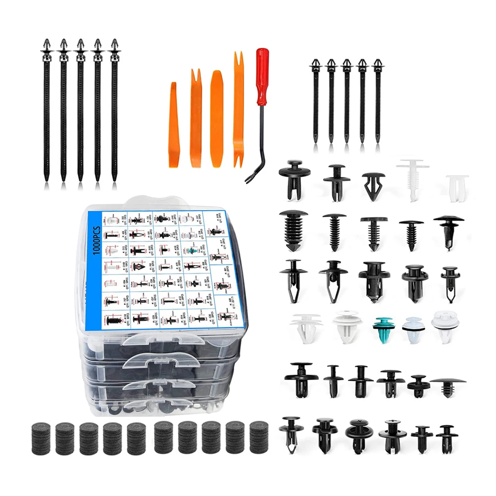 1115pcs/set Car Body Bumper Clip Retainer Fastener Push Pin Rivet Molding Trim Assortment Box Universal High Quality