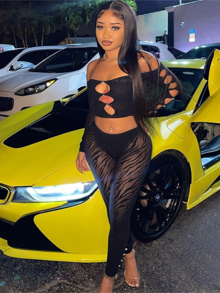 غريب بوس-المرأة انظر من خلال حجر الراين المحاصيل الأعلى و ليوبارد طباعة السراويل ، ملهى ليلي مطابقة دعوى ، مثير الجوف ، مائل الرقبة ، 2 قطعة مجموعة