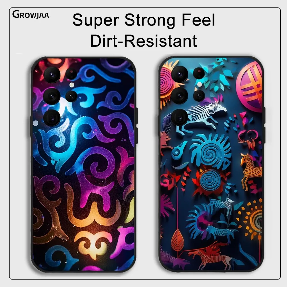 Kazakh  Colorurful Embroidery Phone Case for Samsung Galaxy S24 Ultra S22 S23 Ultra S21 S20 5G Protective Silicone TPU Funda