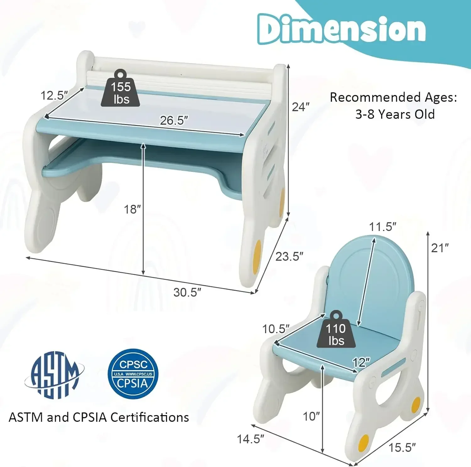 Conjunto de mesa e cadeiras para desmame, conjunto de mesa e cadeira para crianças, mesa de atividades para desenhar, jantar, ler e jogar em 3 cores