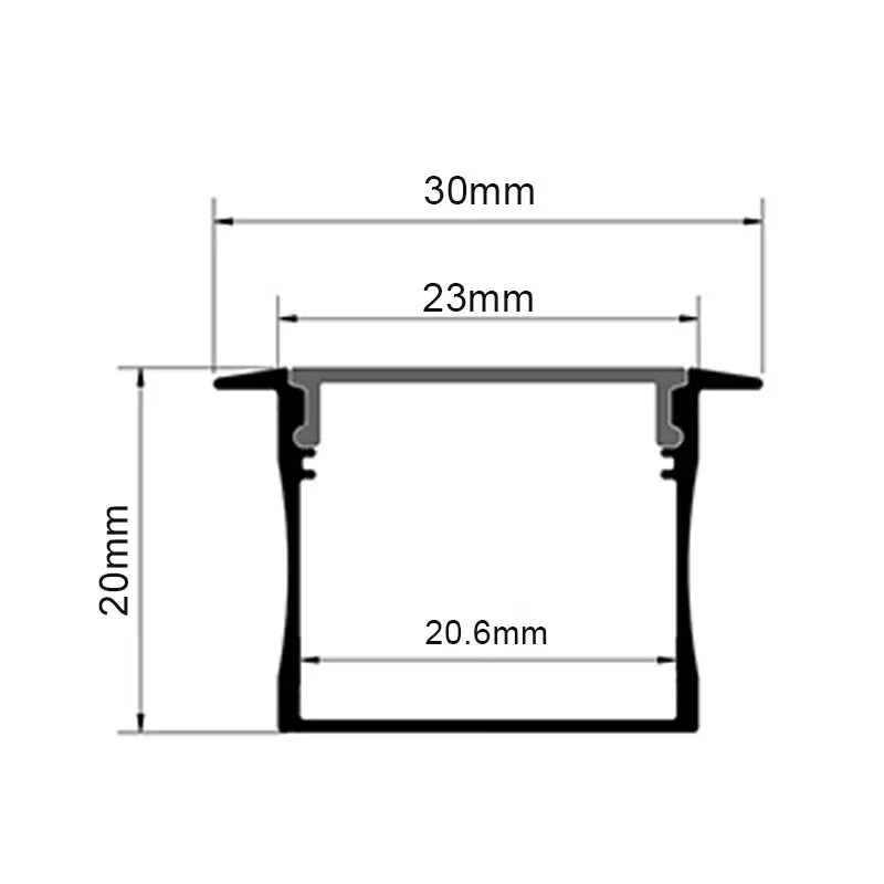 30x20mm LED Aluminum Profile for 5050 2835 Strip Lights Silver Channel Aluminium Channel Diffuser Bar Cabinet Room Decor