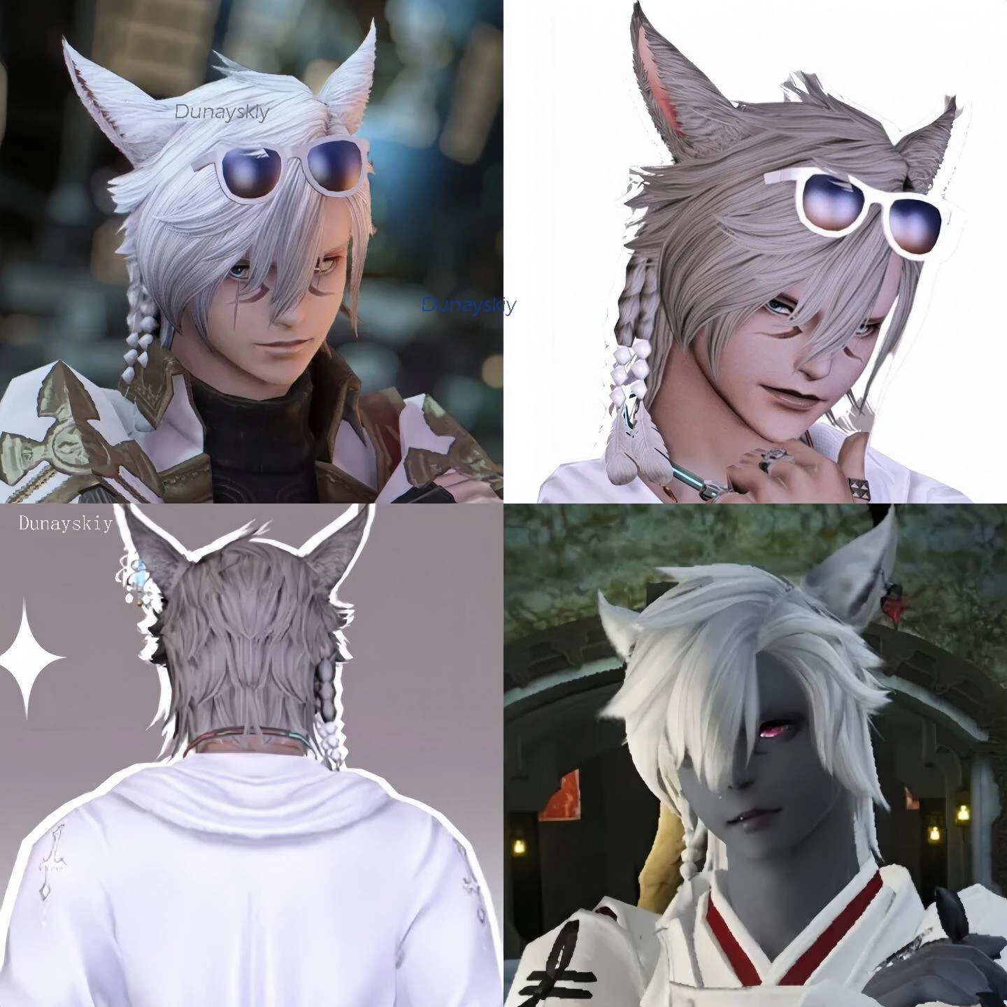 

Final FFXIV G'raha Tia Cosplay Wig Crystal Exarch Miqo'te Blue Wig Men Fantasy Unisex Hair Halloween Roleplay Heat Resistant