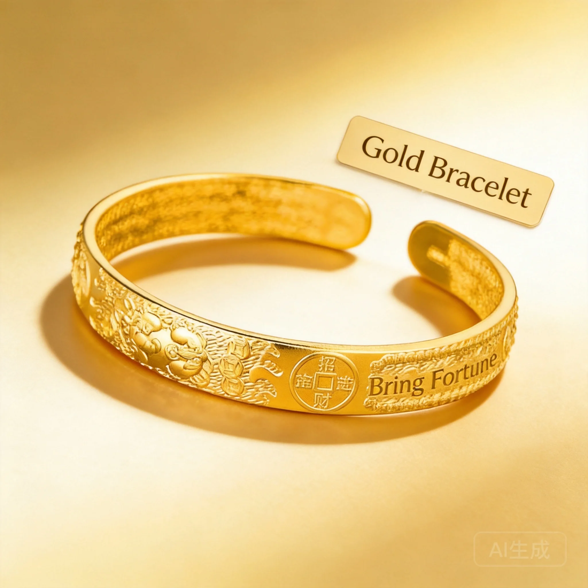 Gold Plated Handcrafted Pixiu Bangle Chinese Style Jewelry For Daily Wear Gifts Solid Open Adjustable Engraved Heart Sutra 2026