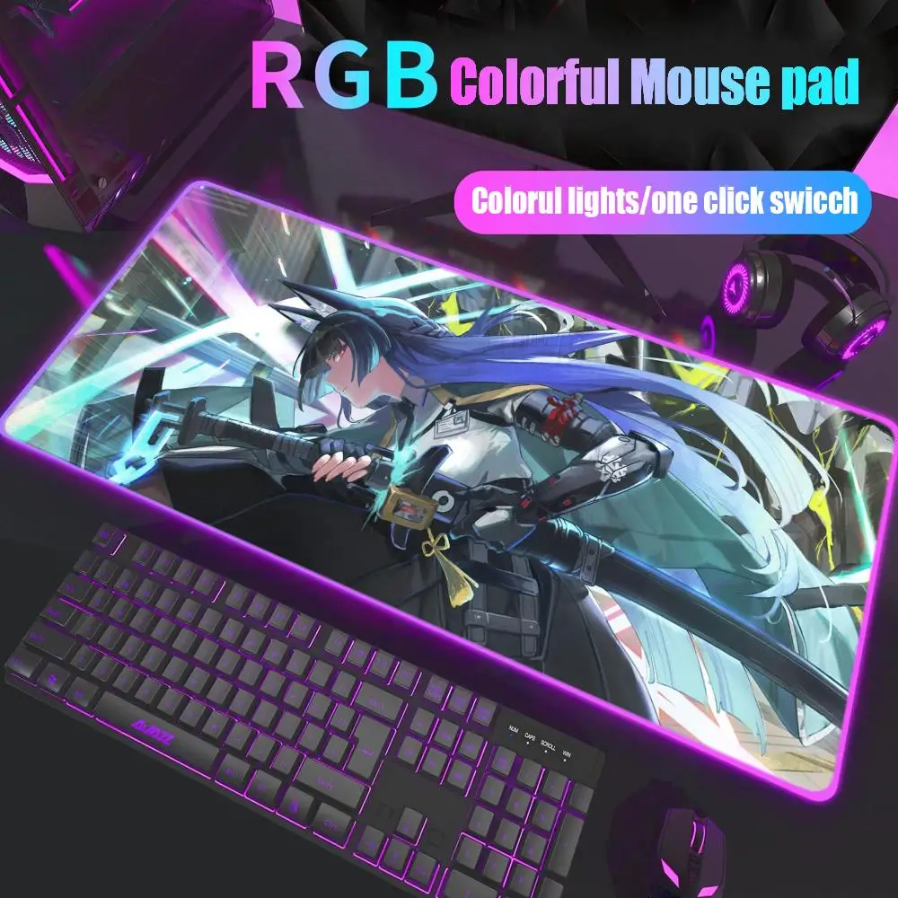 

Miyabi Hoshimi Mouse Pad Gamer Rgb Desk Mat Back Light Led Mousepad Setup Gaming Accessories Deskmat Big Mousepad Backlight