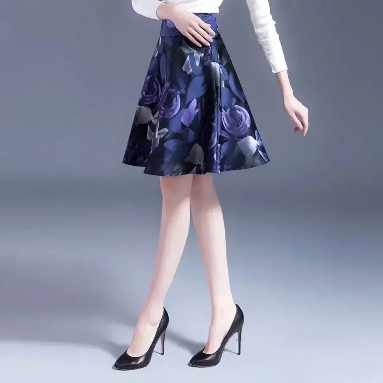 Printed Skirt Floral Skirt High Waist A- line Skirt Woman Skirts Mujer Faldas Saias Mulher