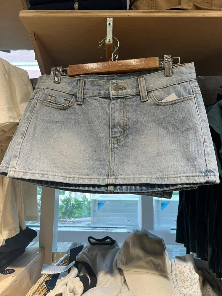 Verão novo americano sle emagrecimento denim saia para mulheres versátil ort saia na moda a linha saia casual cintura baixa algodão