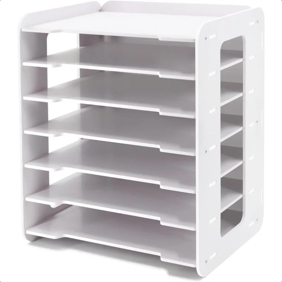 

SONGWAY Paper Storage Organizer for Desk 7 Tier Horizontal Paper Sorter Organizer Letter Mail Tray File Folder Holder Rack Whit
