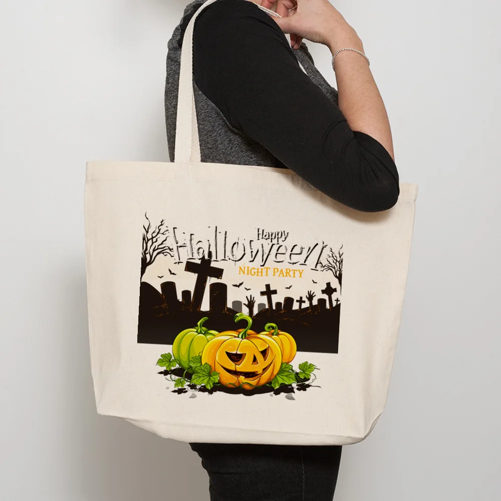 Ladies Shopping Bag Halloween Handbag Foldable Reusable Shopper Harajuku Style Bag Student Tote Bag Storage Bags