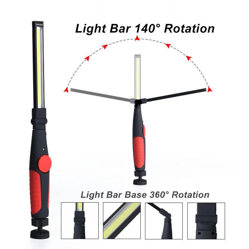 Cob Led Magnetische Werklamp Usb Oplaadbare Auto Zaklamp Torch Inspectie Licht Met Batterij Voor Workshop Auto Reparatie Verlichting