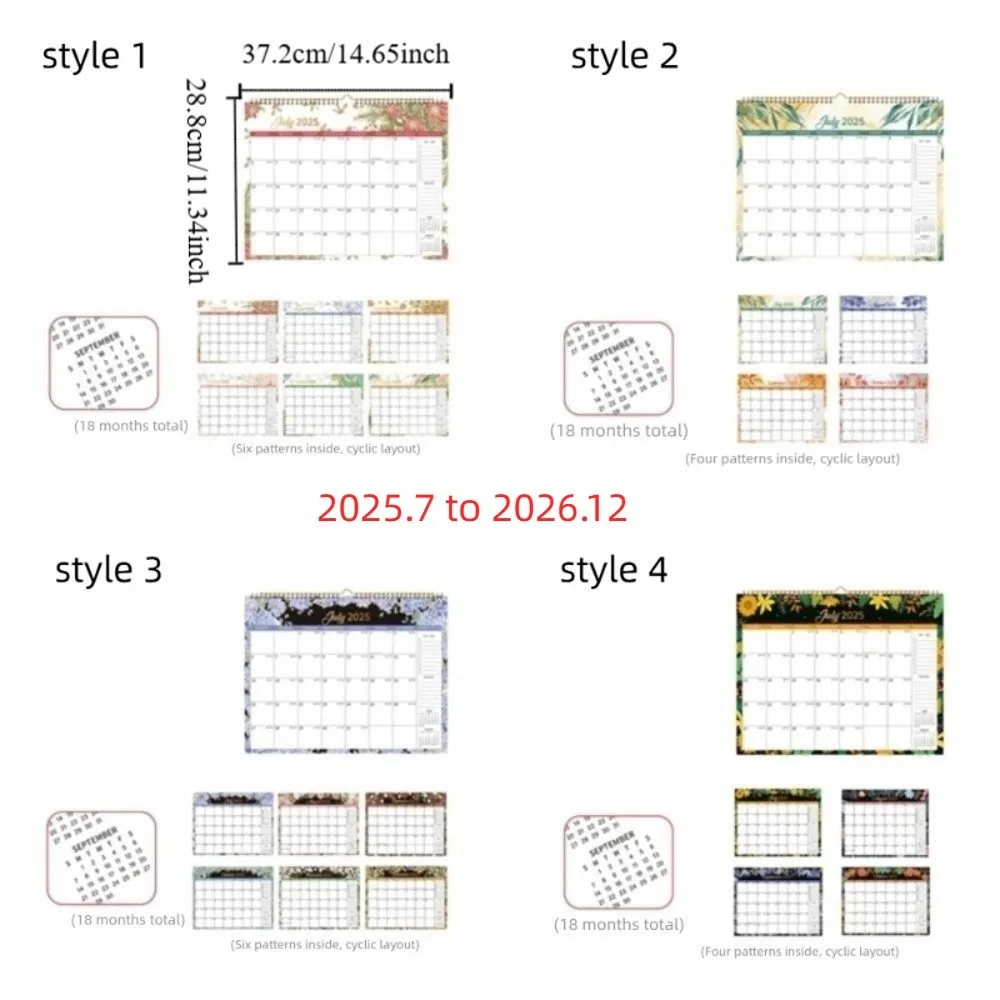 Calendario da parete creativo Layout mensile Calendario a spirale di carta spessa Spazio con coperchio impermeabile Calendario da appendere per la scuola
