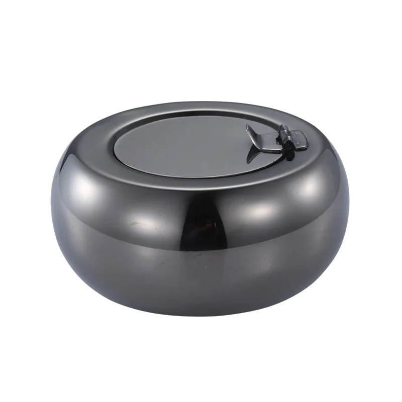 Creative Stainless Steel Windproof Ashtray with Cover Cigarette Ashtray Home Decoration Stainless Ashtray for Smoker