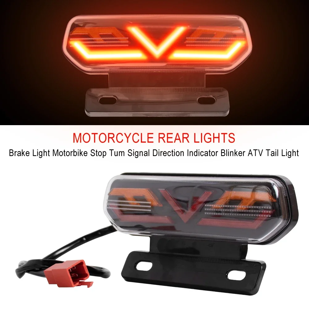 12V Motorcycle Rear Lights LED Motorcycle Brake Light ATV Tail Light Motorbike Stop Turn Signal Direction Indicator Blinker