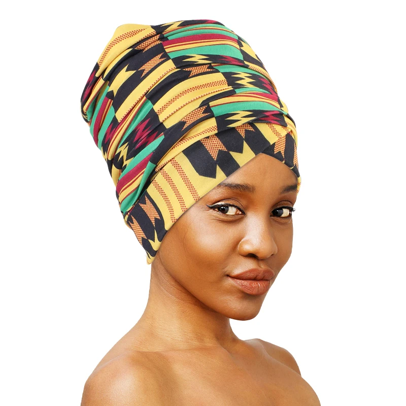 African Print Head Bandana Women Scarf Muslim long Head Wrap Headscarf Bonnet Strecth Africa Clothing Hijab Hair Accessories