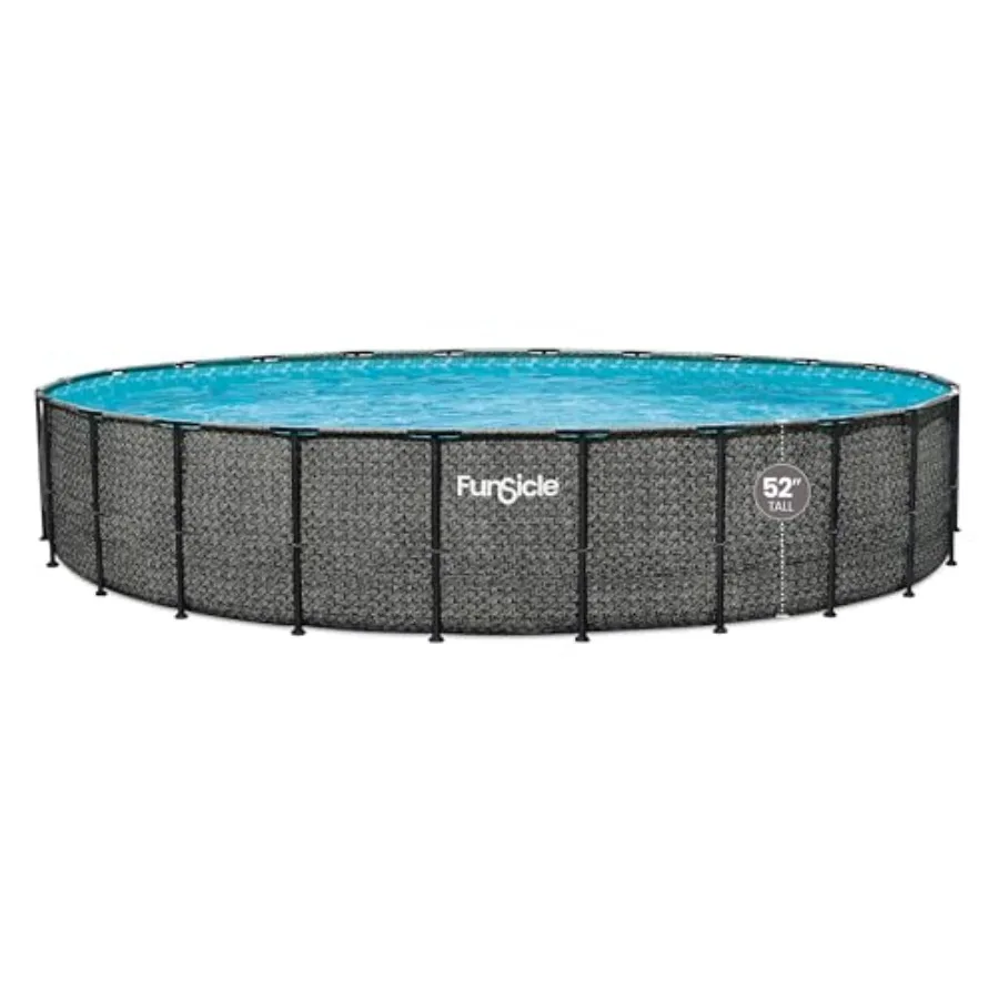 Oasis Designer Round Frame Above Ground Swimming Pool, 24 Feet by 52 Inch, Steel Frame, Blue, Easy-Setup with Filter and Cover