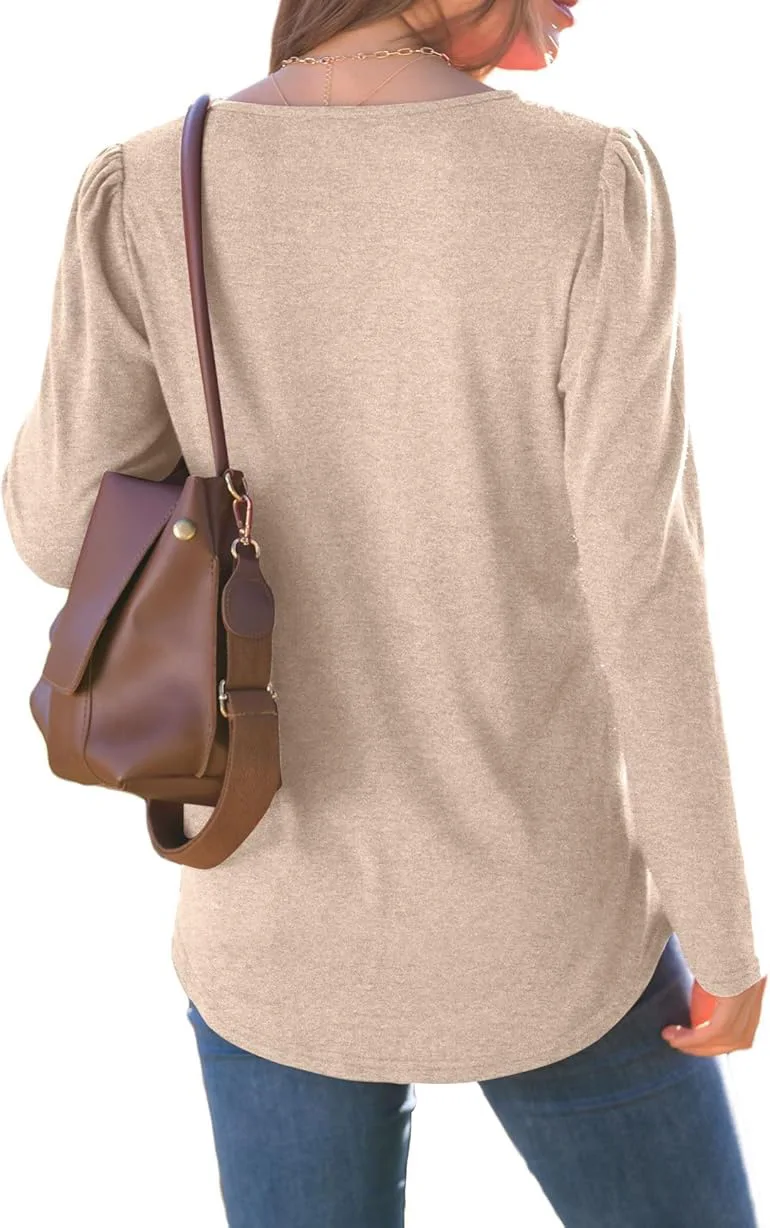 Women's Spring Autumn Solid Color Round Neck Long Sleeve T-Shirt