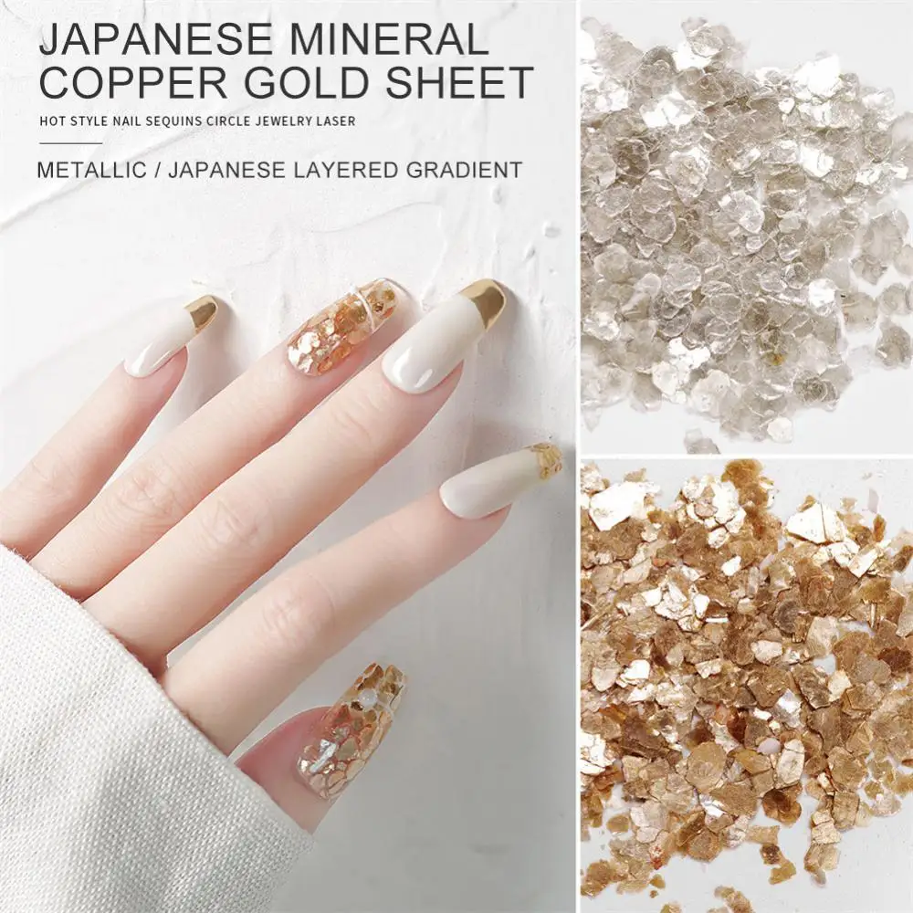 ملصقات رقائق النحاس المتلألئة لفن الأظافر ، غير منتظمة ، فريدة من نوعها ، فريدة من نوعها ، عصرية ، ميكا ، عصرية ، حصرية