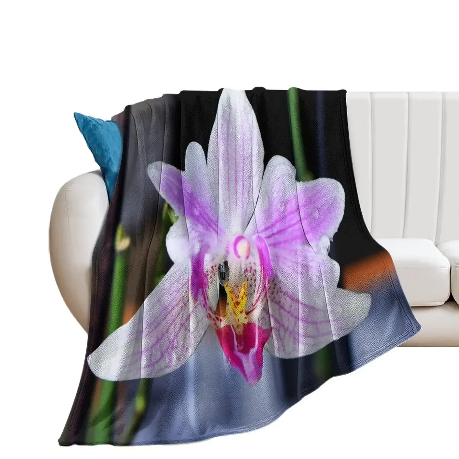 Pink Orchid Flower Throw Blanket Bed covers Large Blankets