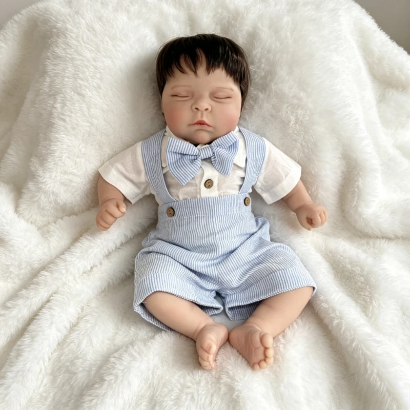

48CM Finished Reborn Sleeping Boy Doll Peaches Hand Paint Doll High Quality Soft Touch Cotton Doll