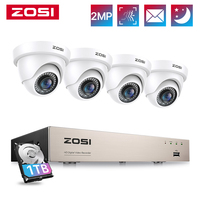 ZOSI 8CH 1080P CCTV Security Camera System with AI Human Vehicle Detection 5MP Lite H.265+ DVR 2MP Dome Surveillance Cameras