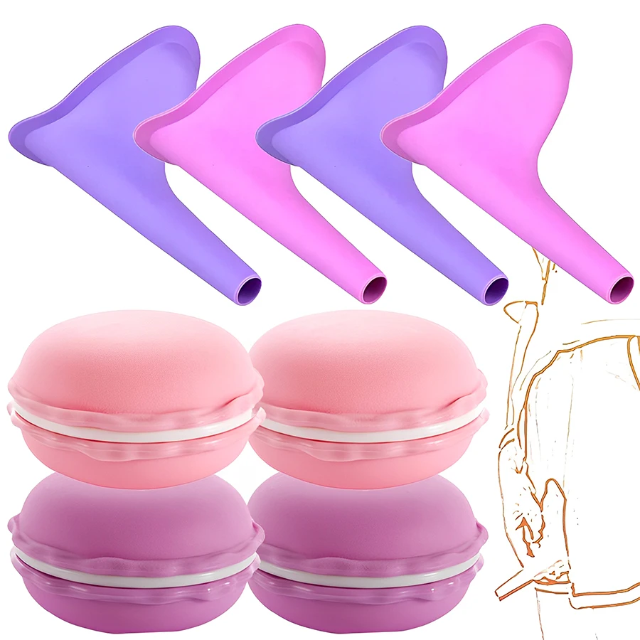 1set Silicone Urinal with Storage Box Portable Easy to Clean Foldable Reusable Women Pee Funnel Suitable for Pregnant Woman
