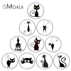 New Lovely Black Cats Pet 10pcs mixed  10mm/12mm/16mm/18mm/25mm Round photo glass cabochon demo flat back Making findings