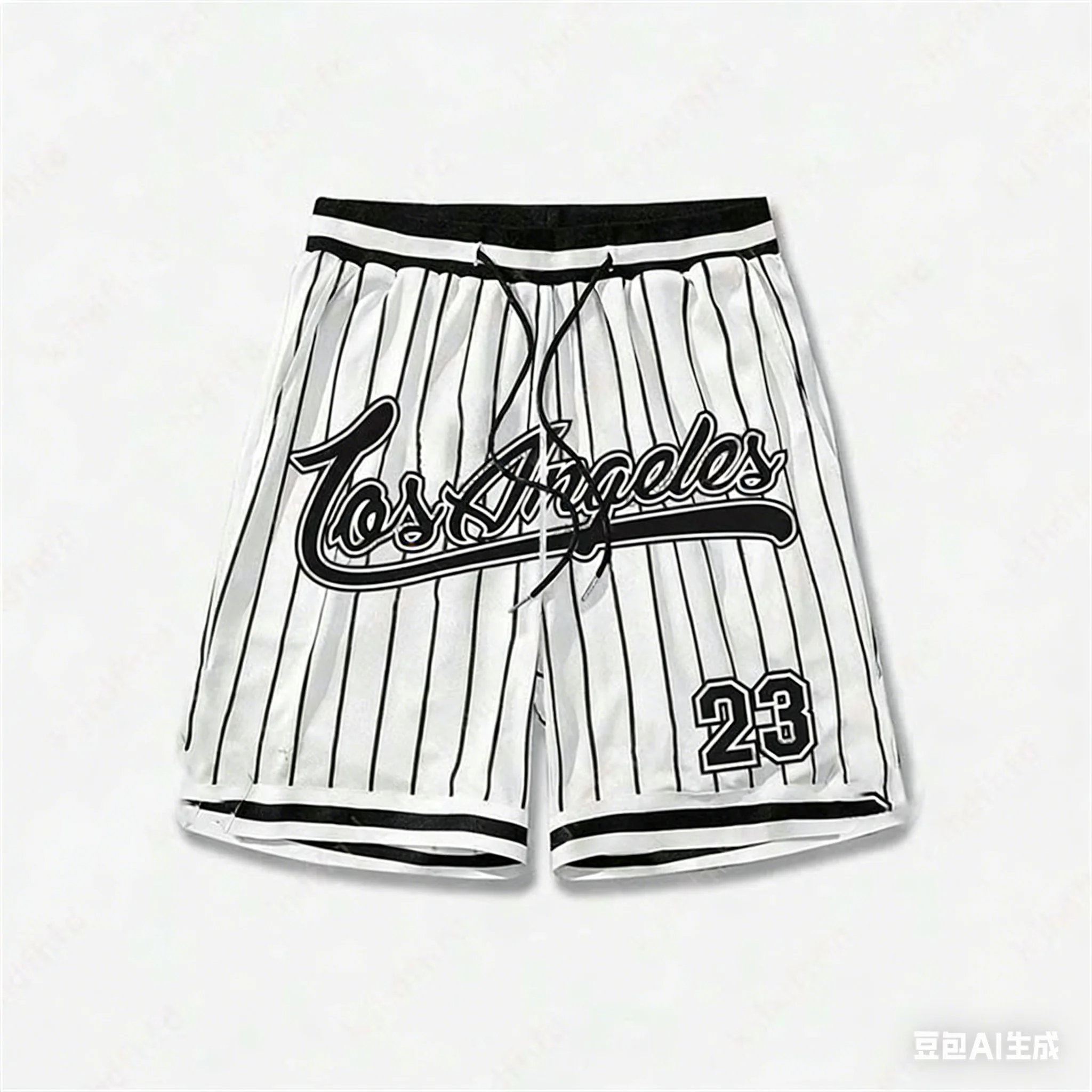 Los Angeles 23 Loose Beach Surfing Shorts Drawstring Quick Dry Stripe 3D Print Short Summer Unisex Oversize Sport Shorts Moto