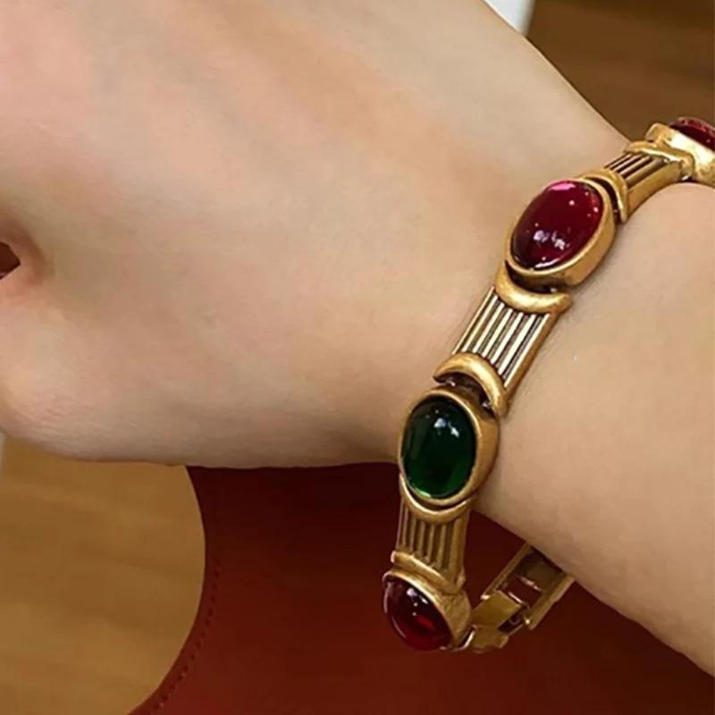 Mewanry Gold Color Multicolor Zircon Bracelets For Women Couples Vintage Fashion Classic Personality Anniversary Jewelry Gifts