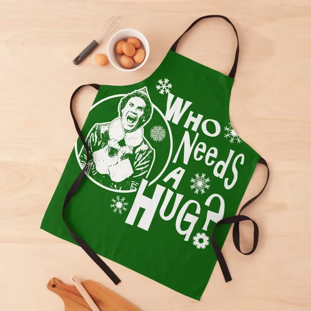 

Who Needs A Hug Buddy The Elf Apron custom women's kitchen Utensils For Kitchen Household Items Kitchen Costume Waiter Apron