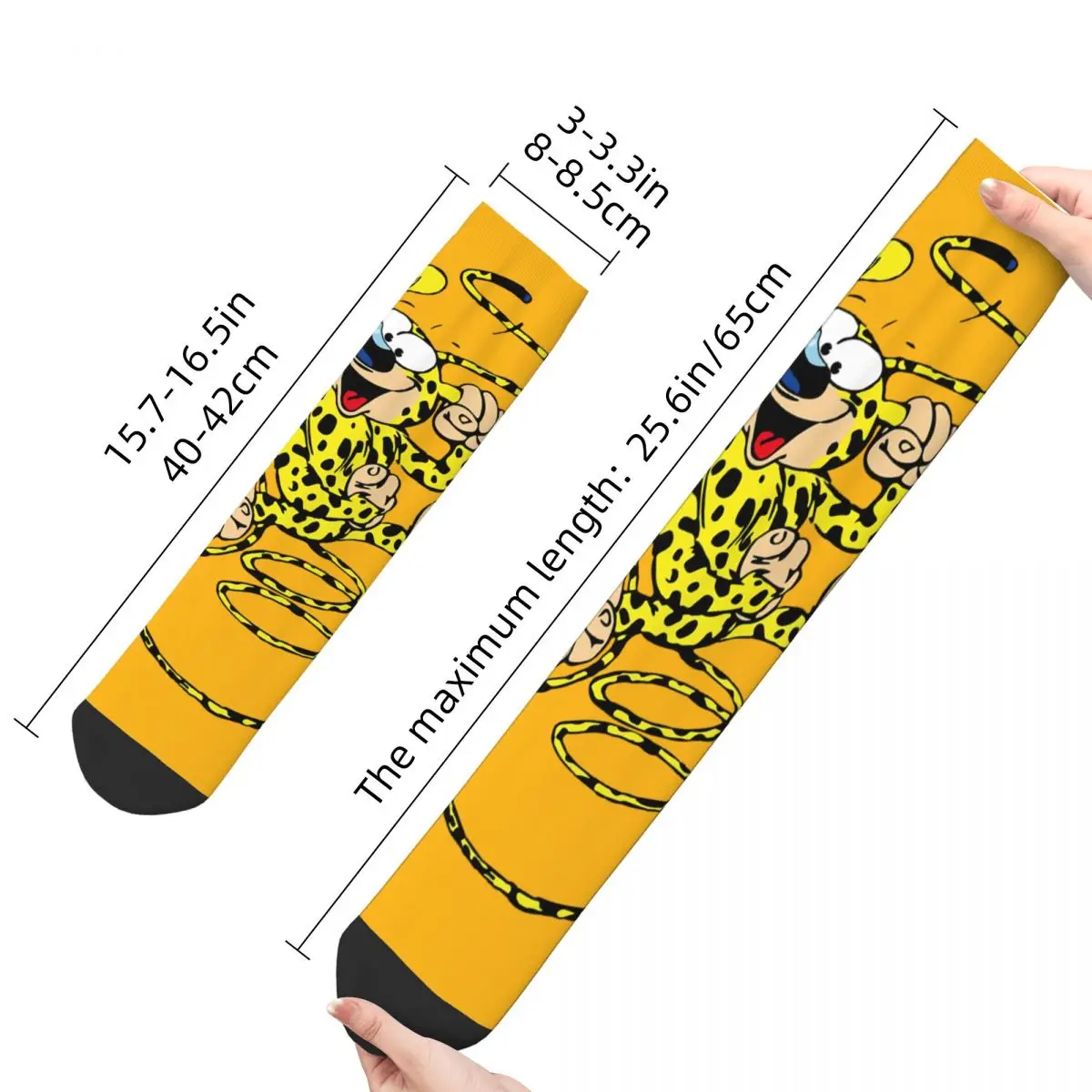 Hip Hop Marsupilami Spring With Ear In Hand Crazy  compression Socks Unisex Gaston Lagaffe Comics Harajuku Printed Crew Sock