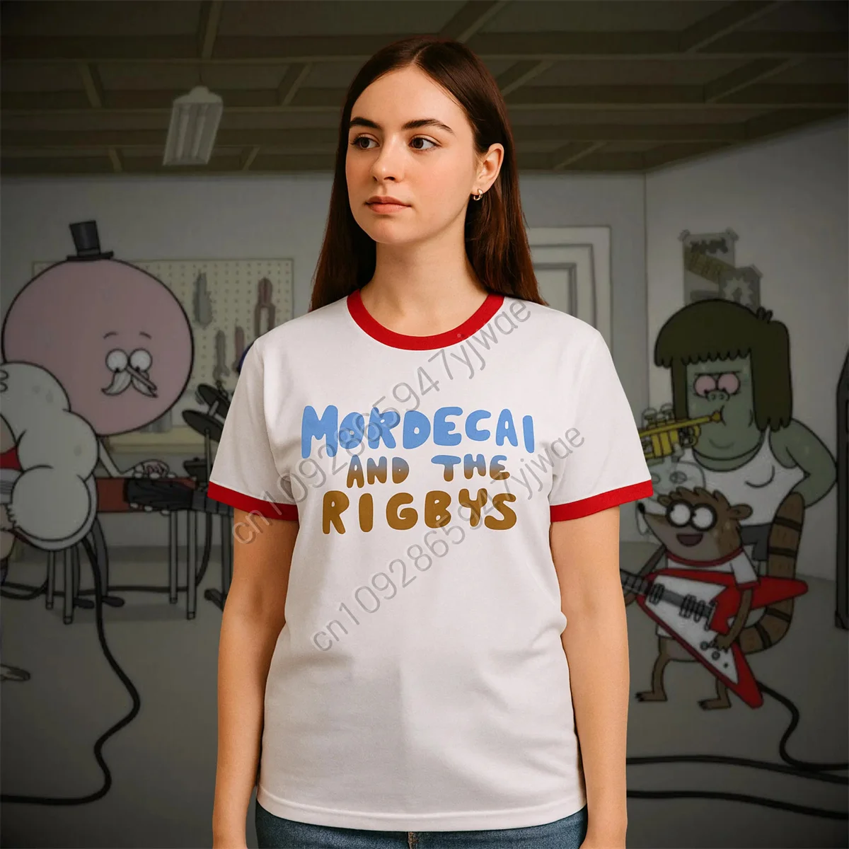 Mordecai And The Rigbys T Shirt Unisex Ringer Tee Cosplay Cartoon Shirt Rock Band Tee Summer Men'S&Women'S Fashionable T-Shirt