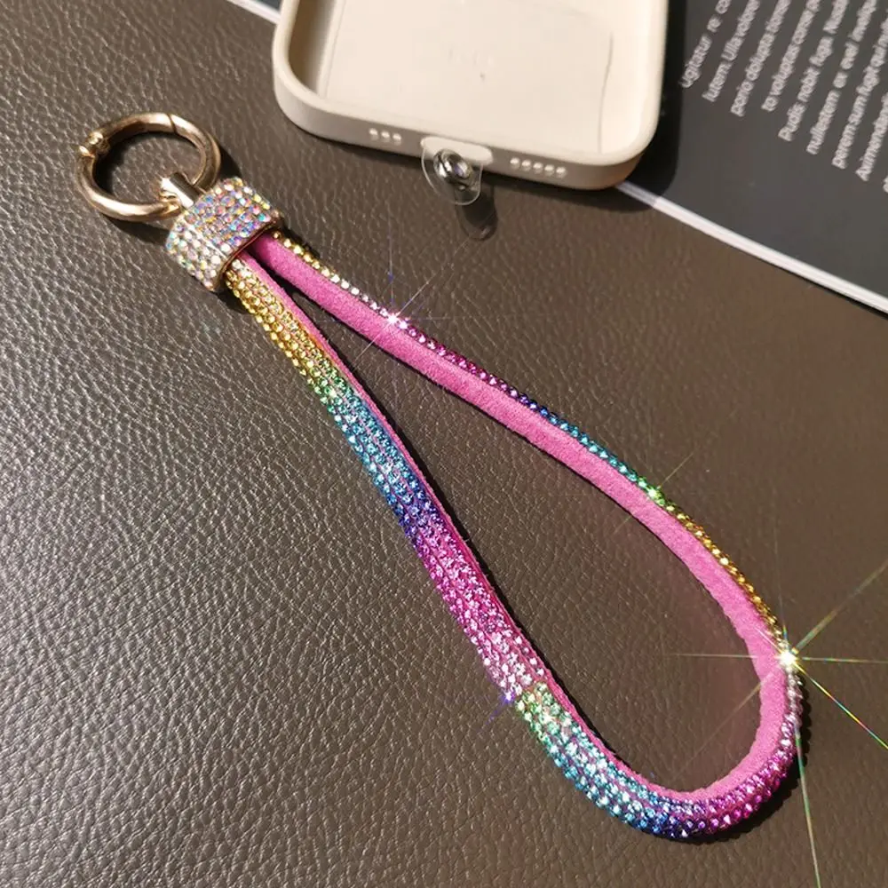 Glitter Keychain Rhinestone Phone Lanyard Bright Bling Bling Wrist Straps Diamond Crystal Anti-lost Rope Phone Accessories