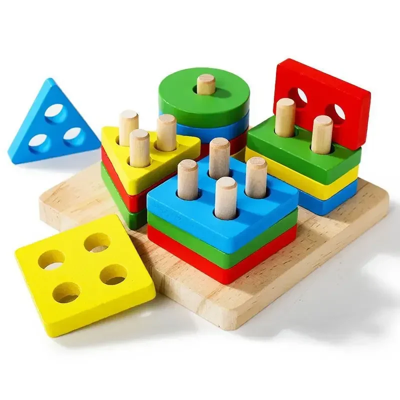 Montessori Wooden Sorting Stacking Toys Puzzle for Toddlers and Kids Preschool Fine Motor Skill Toy for 1 Years