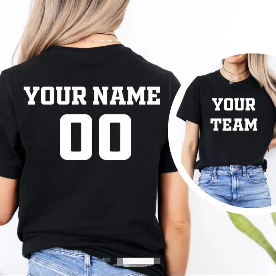 

Personalized Sports Team T-Shirt Custom Name Number Logo Picture Shirt Short Sleeve DIY Sport Gifts Customized Text Number Tees