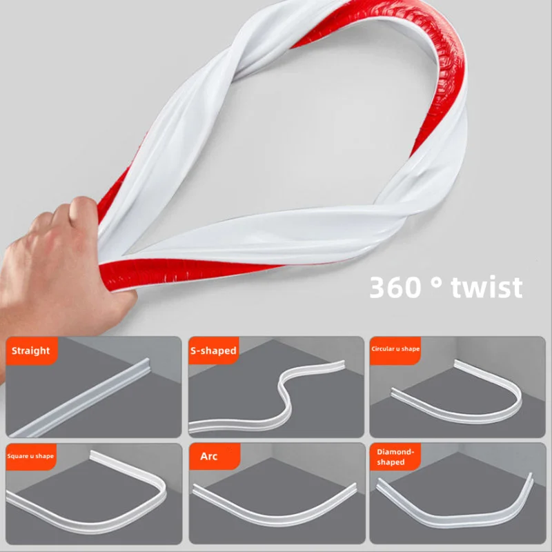 Bendable Bathroom Water Stopper Self-Adhesive Silicone Retaining Strip Water Shower Dam Flood Barrier Dry&Wet Separation Blocker