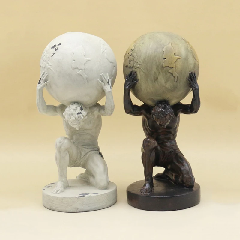 Greek Mythology Earth Globe Statue Atlas Statue Figurine,Home Decor,Classic Sculpture Office Desk Ornament Collectible Gift
