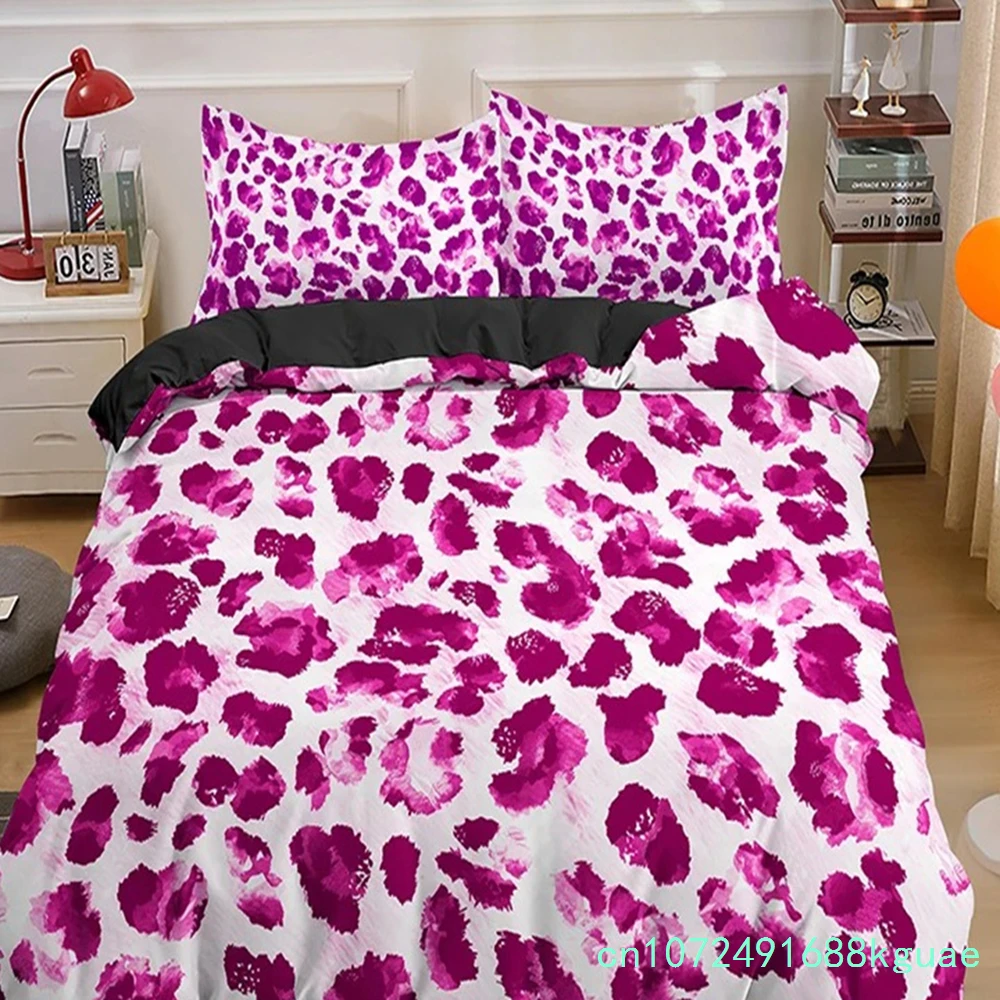 Bamboo Fiber Luxury Comforter Cover Gold Leopard Print Bedding Set Duvet Cover + Pillowcases 15 Colors Bed Spread Set Complete