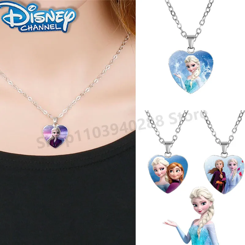 

Disney Frozen Necklace Children's Cartoon Cute Anime Elsa Fashion Pendant Accessories for Women Jewelry Birthday Friend Gifts