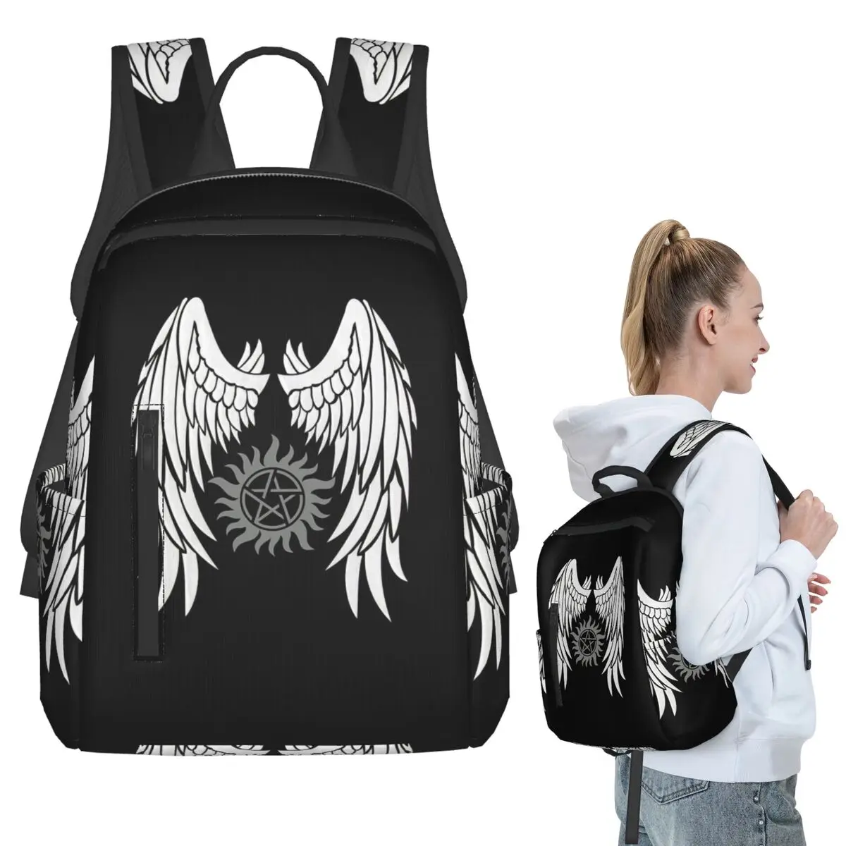 

Supernatural Wings And Logo Backpack Student BookBag Children School Bag Laptop Shoulder Bags Men Women