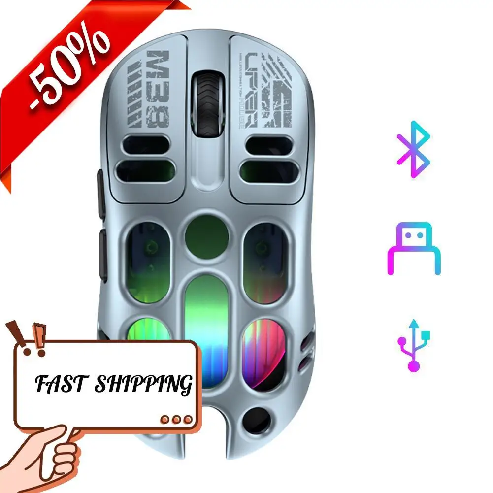 경량 75g 3-in-1 유선 Bluetooth 무선 게임용 마우스 6 버튼 중공 디자인 Dynamic Lightsync RGB 4800 DPI