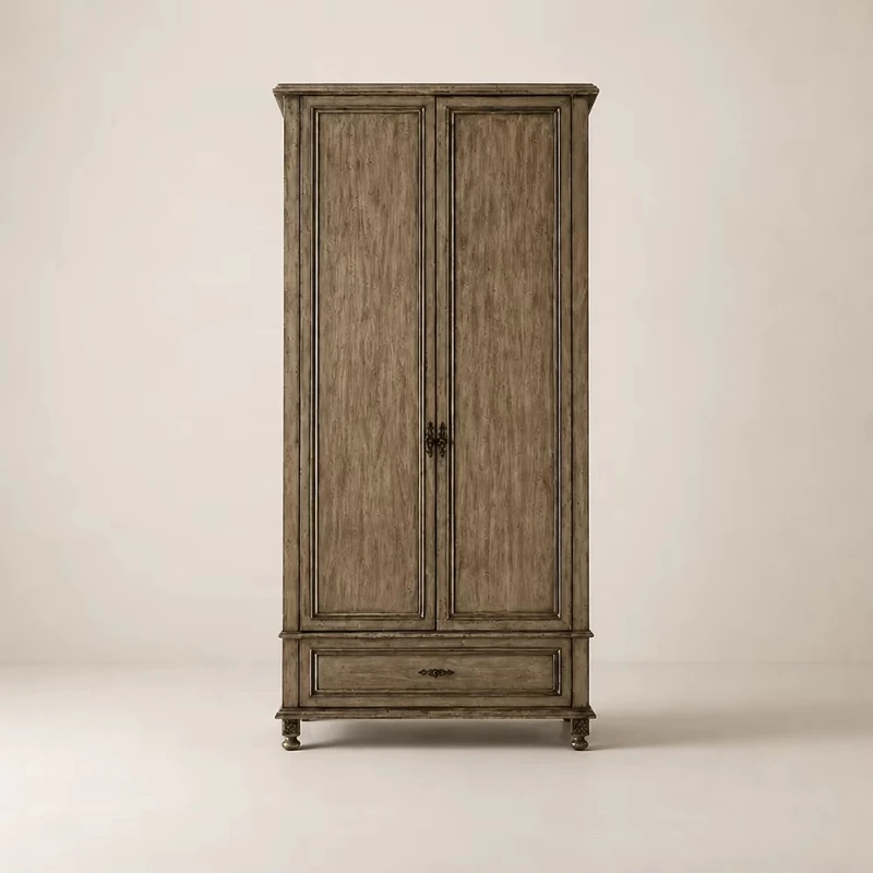 Traditional luxury court style modern residential project environmental protection space saving durable 1 locker 2 door wardrobe