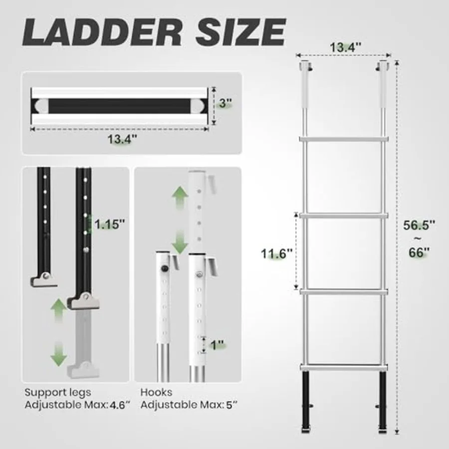 RV Bunk Ladder, 11-Level Height Adjustment Options 56.6