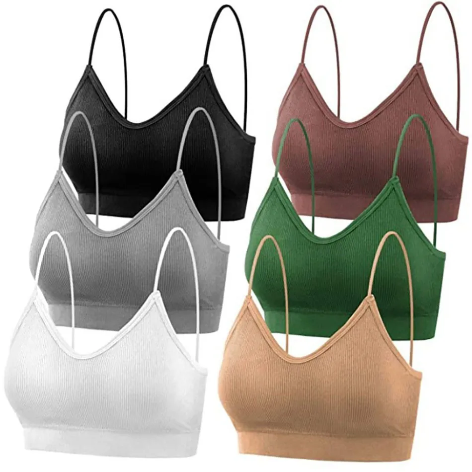 Women Solid Color Suspender Bra Women Comfortable Gathering Traceless Sports Vest Bra Natural and Comfortable Suspende Underwear