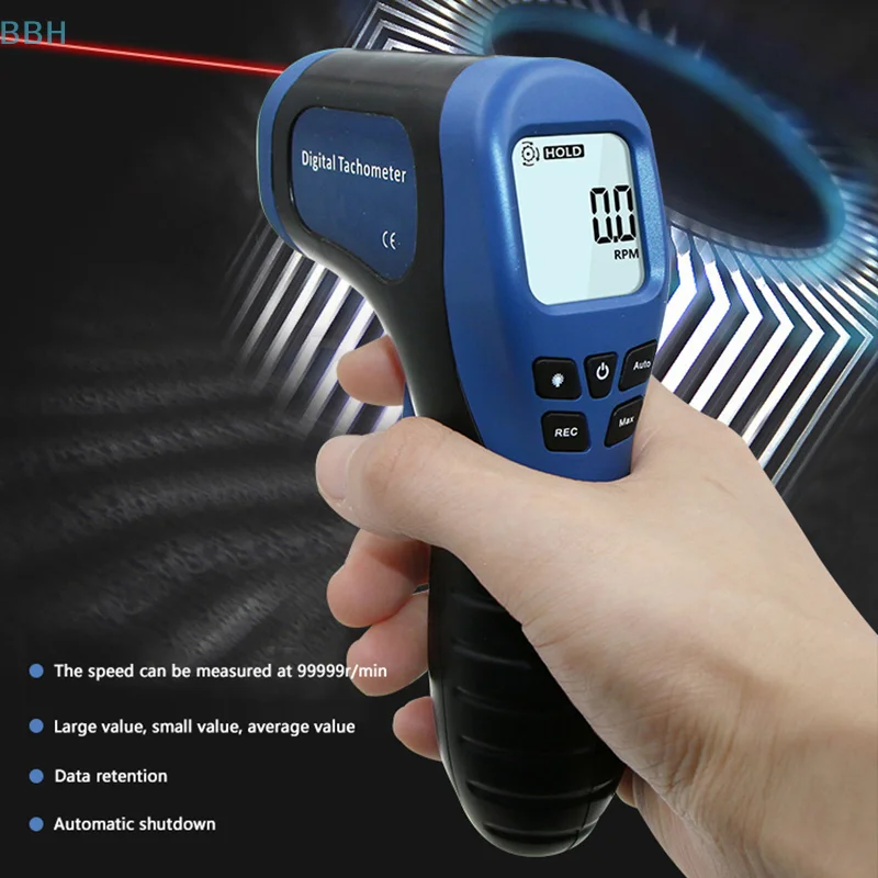 มือถือ Digital Photo TACHOMETER RPM เมตรเลเซอร์ Non-Contact Tach ช่วง 2.5-99999RPM มอเตอร์ความเร็วเมตร ﻿