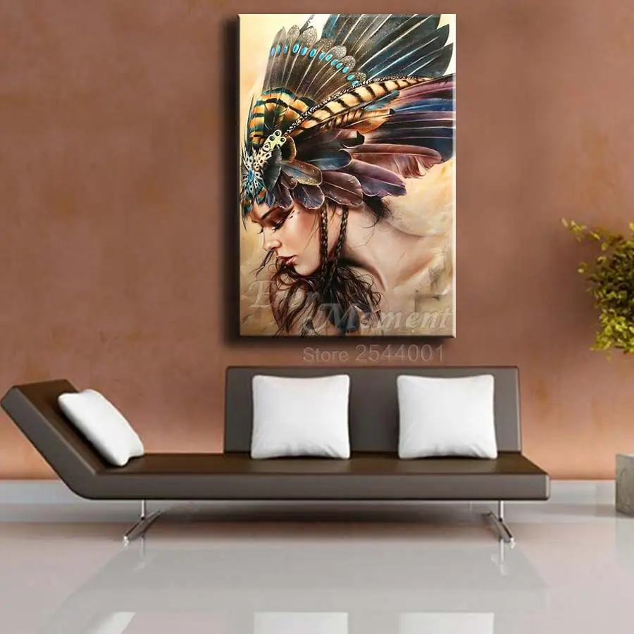 Ever Moment Diamond Painting Modern Painting Maya Woman Feather Headdress Art DIY Paint by Diamonds Mosaic Needlework ASF1026