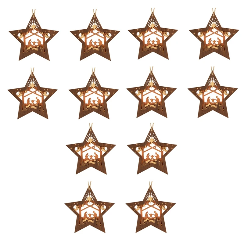 

Nativity Scene Ornaments Christmas Wooden Hanging Ornament Multilayer Nativity Christmas Tree Ornaments Keepsake 8PCS Durable
